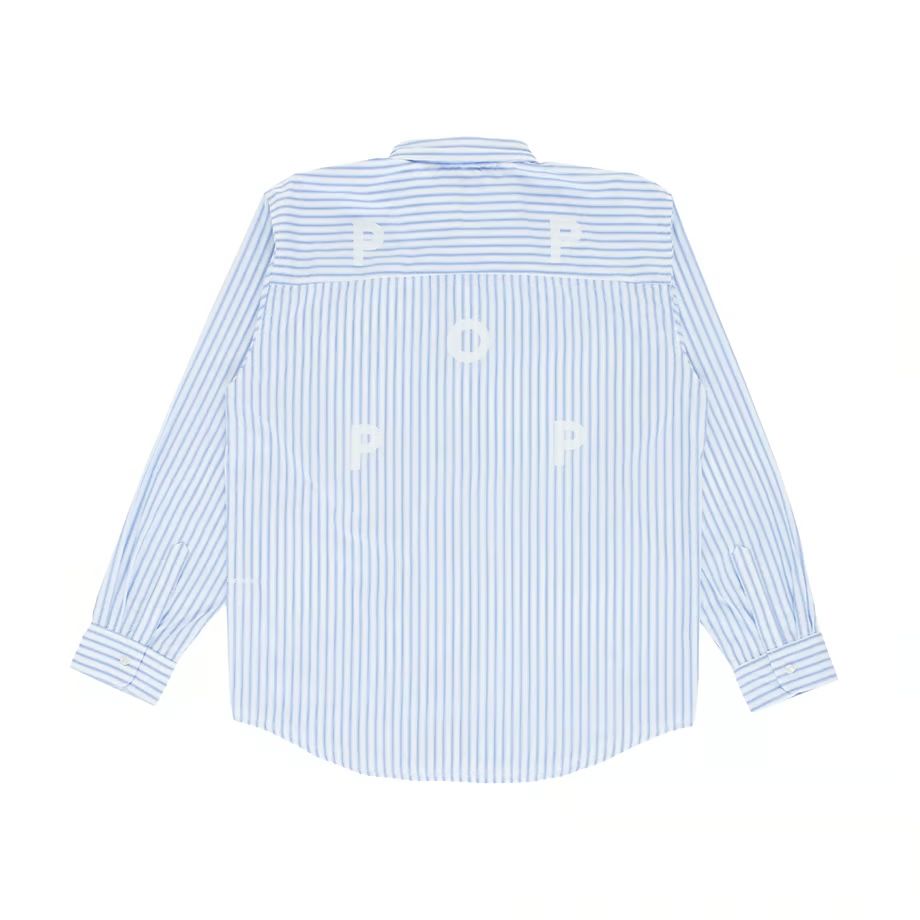 POP TRADING COMPANY (ポップトレーディングカンパニー) Striped Logo Shirt White